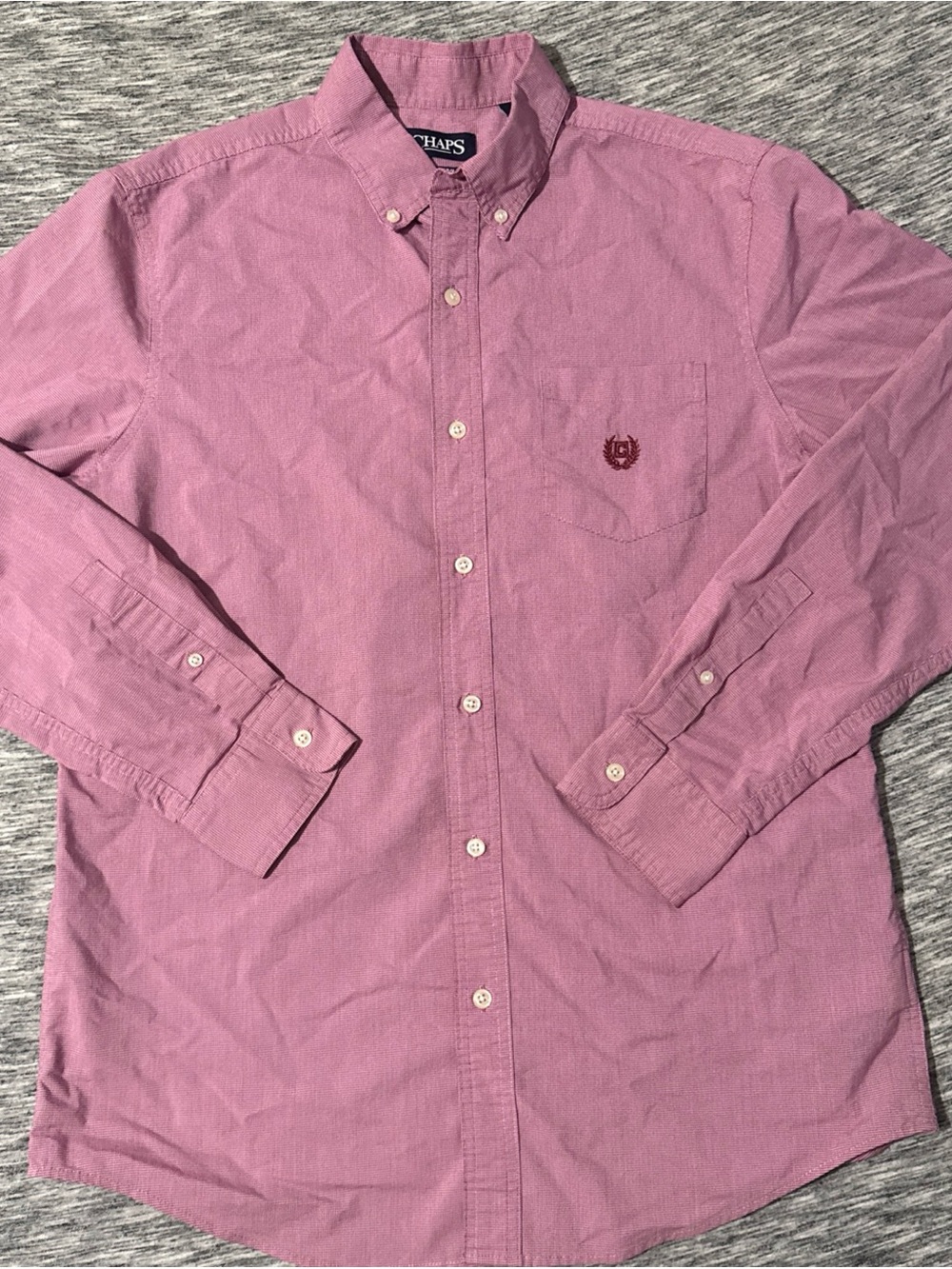 Chaps Men's Button-Down Long Sleeve Shirt - Rose Pink